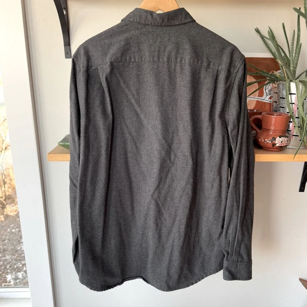 Weatherproof Vintage Gray Flannel Tailored Long Sleeve Button Down Shirt Large